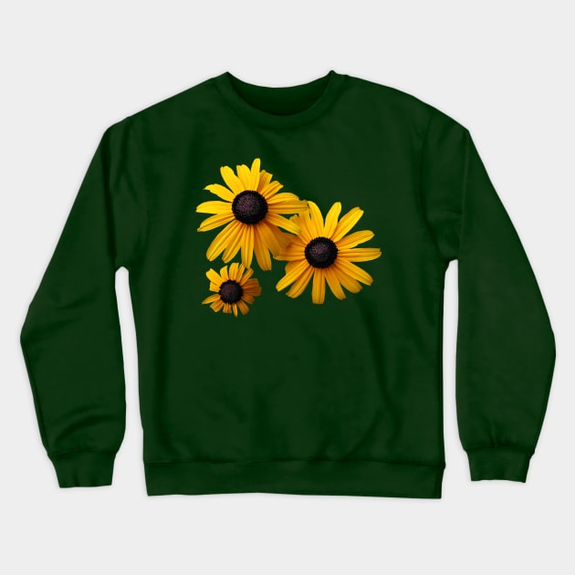 Black Eyed Susans - Three Black-Eyed Susans Crewneck Sweatshirt by SusanSavad